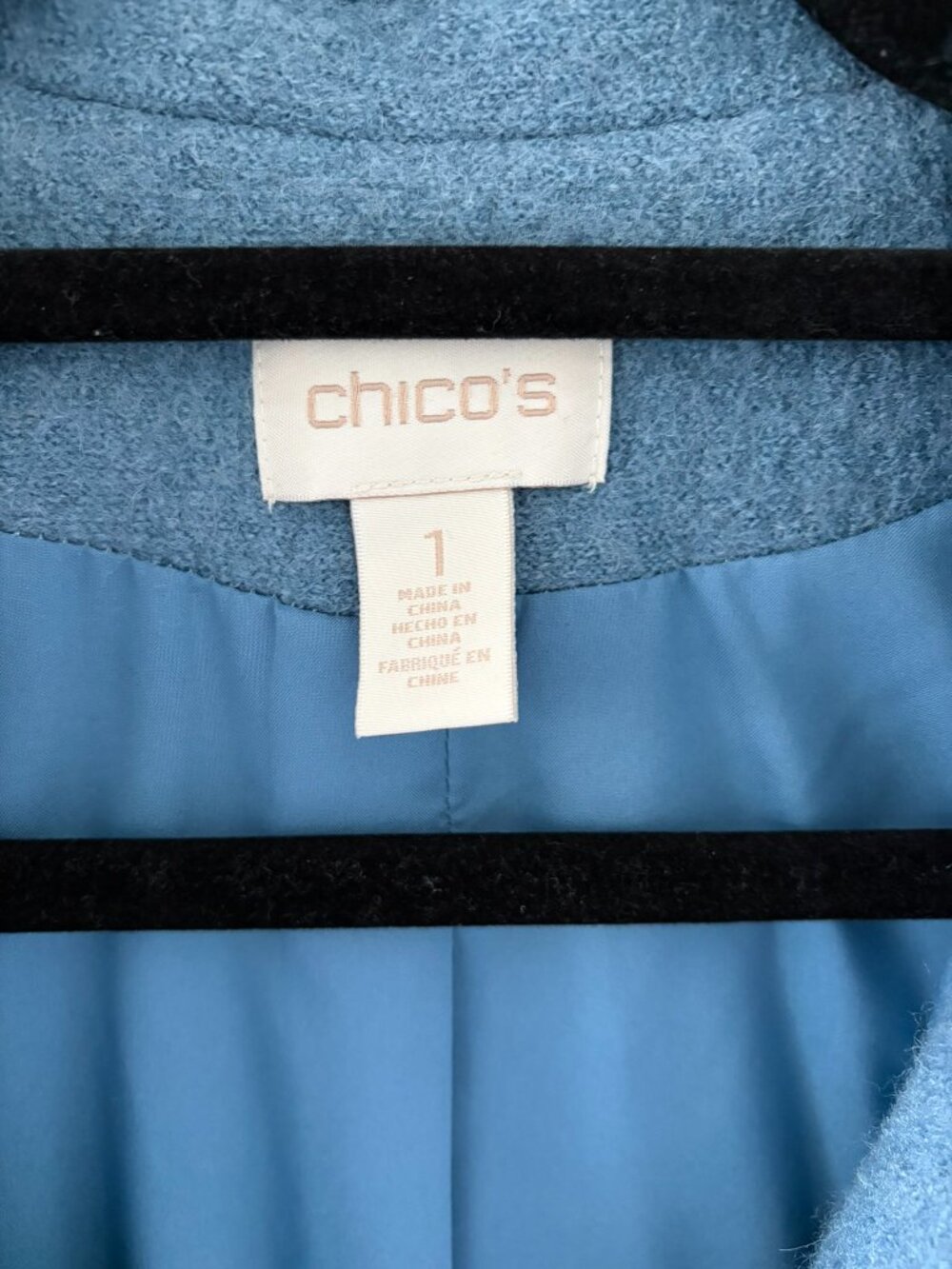 Chico's Boiled Wool Blue Moto Jacket - Picture 5 of 5